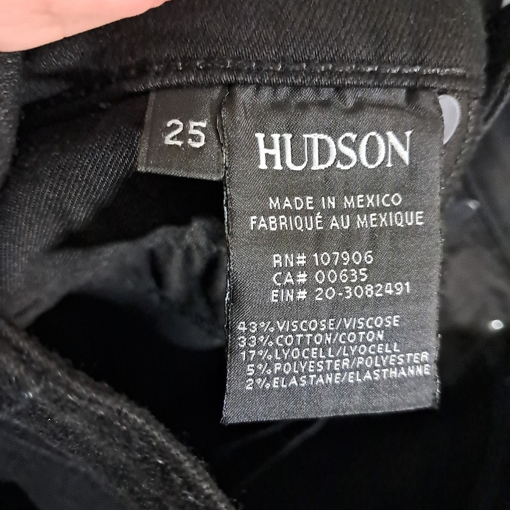 Hudson Jeans Barbara High-Waist Black Super Skinny Jean‎ Women's 25 Emo Biker - Picture 11 of 13